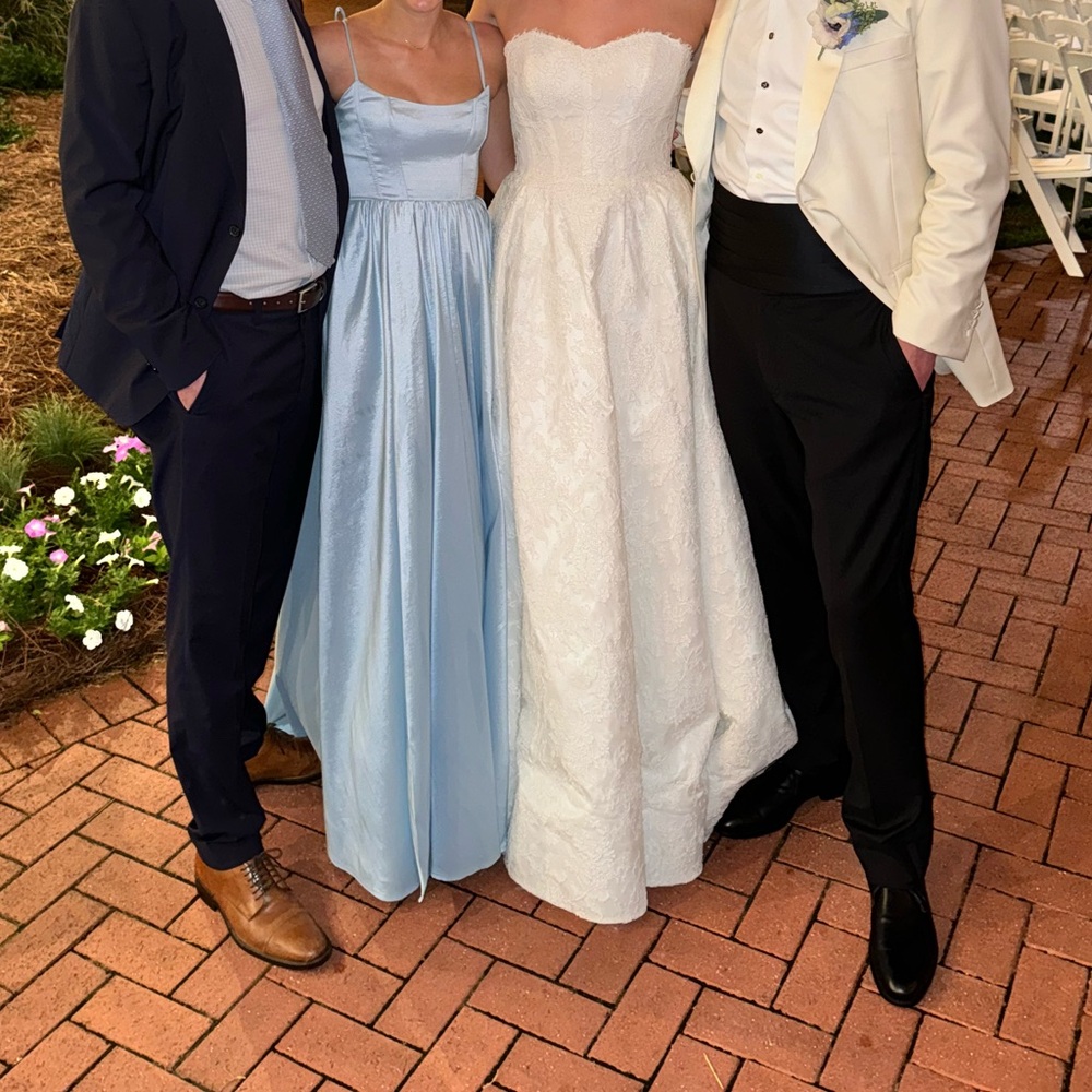 Show me your mumu light blue taffeta corset gown, fit and flare